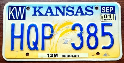 Kansas 2001 - tablica z USA