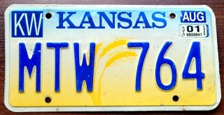 Kansas 2001 - tablica z USA