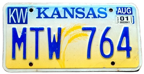 Kansas 2001 - tablica z USA