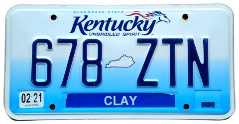 Kentucky 2021 - tablica z USA