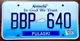 Kentucky 2021 - tablica z USA