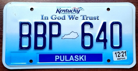 Kentucky 2021 - tablica z USA