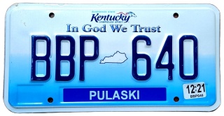 Kentucky 2021 - tablica z USA