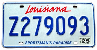 Louisiana 2025 - tablica z USA