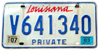 Louisiana 2003 - tablica z USA