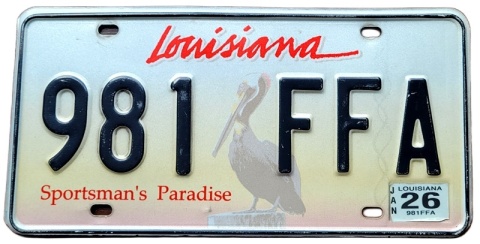 Louisiana 2026 - tablica z USA