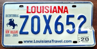 Louisiana 2020 - tablica z USA
