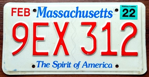 Massachusetts 2022 - tablica z USA