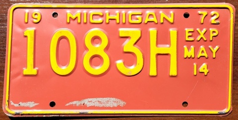 Michigan 1972 - tablica z USA