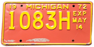 Michigan 1972 - tablica z USA