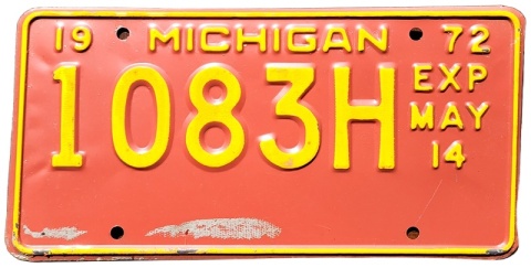 Michigan 1972 - tablica z USA