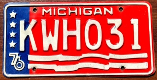 Michigan 1976 - tablica z USA
