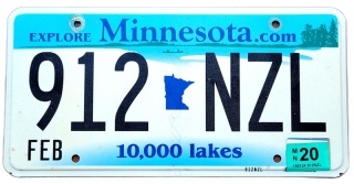 Minnesota 2020 - tablica z USA