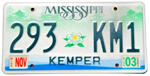 Mississippi 2003 - tablica z USA