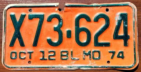 Missouri 1974 - tablica z USA