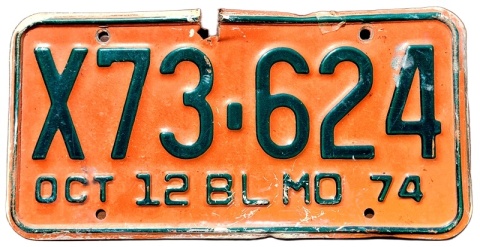 Missouri 1974 - tablica z USA
