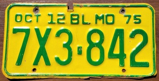 Missouri 1975 - tablica z USA