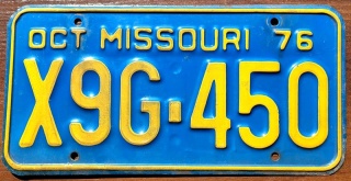 Missouri 1976 - tablica z USA