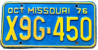 Missouri 1976 - tablica z USA