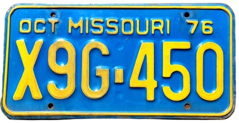 Missouri 1976 - tablica z USA