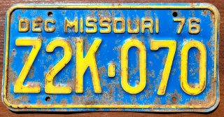 Missouri 1976 - tablica z USA