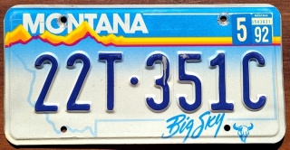 Montana 1992 - tablica z USA
