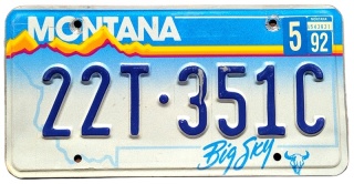 Montana 1992 - tablica z USA