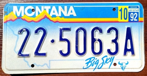 Montana 1992 - tablica z USA