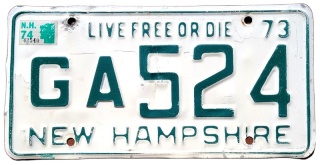 New Hampshire 1973/74 - tablica z USA