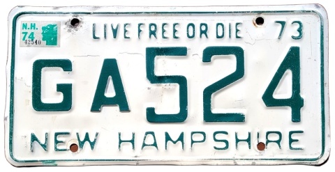 New Hampshire 1973/74 - tablica z USA