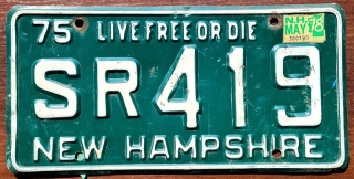 New Hampshire 1975/78 - tablica z USA