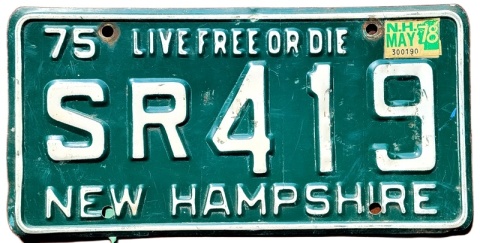 New Hampshire 1975/78 - tablica z USA