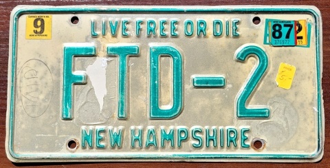 New Hampshire 1987 - tablica z USA