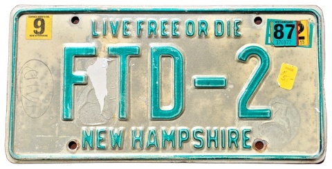 New Hampshire 1987 - tablica z USA