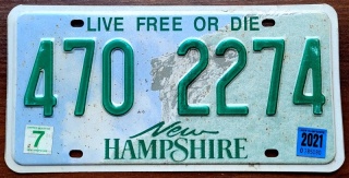 New Hampshire 2021 - tablica z USA
