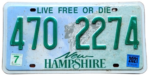 New Hampshire 2021 - tablica z USA