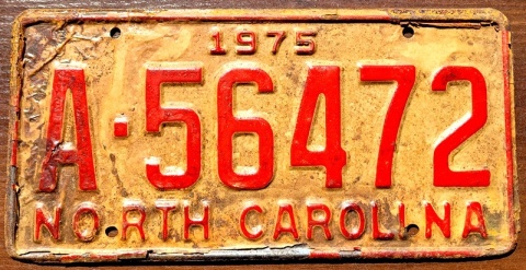 North Carolina 1975 - tablica z USA