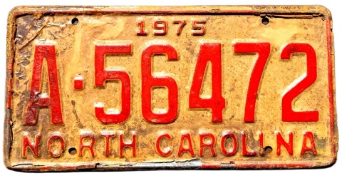 North Carolina 1975 - tablica z USA