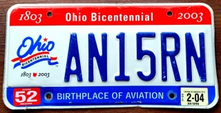 Ohio 2004 - tablica z USA