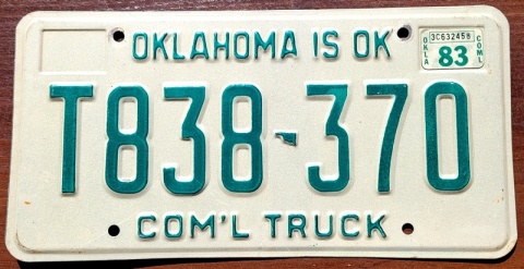 Oklahoma 1983 - tablica z USA