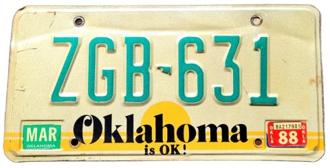 Oklahoma 1988 - tablica z USA