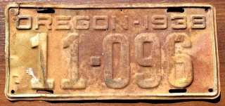 Oregon 1938 - tablica z USA