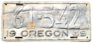 Oregon 1949 - tablica z USA