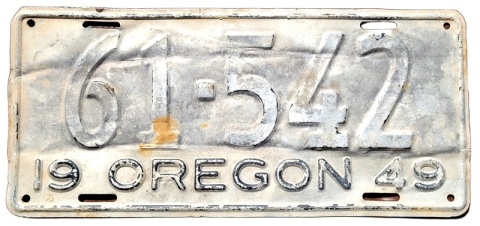 Oregon 1949 - tablica z USA