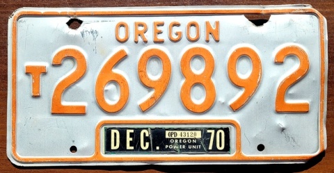 Oregon 1970 - tablica z USA