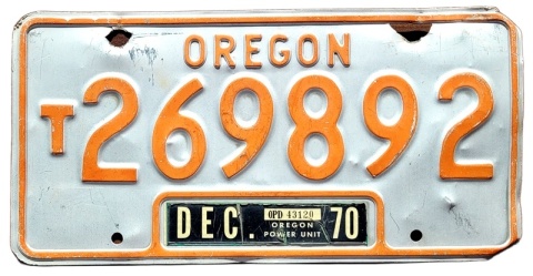 Oregon 1970 - tablica z USA