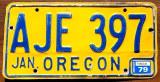 Oregon 1979 - tablica z USA