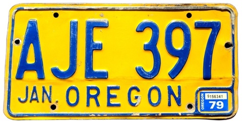 Oregon 1979 - tablica z USA