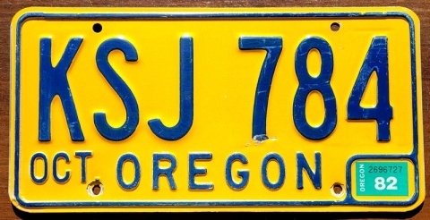 Oregon 1982 - tablica z USA