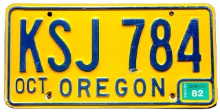 Oregon 1982 - tablica z USA